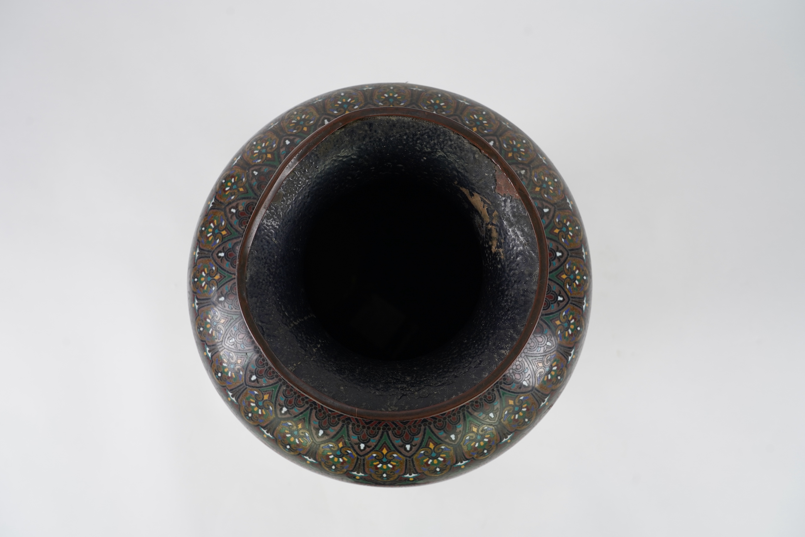 A massive Japanese cloisonné enamel vase, Kyoto, early 20th century